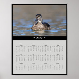 2027 Hout Eend Muurkalender - Kleurrijke Watervoge Poster