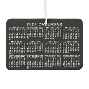 2027 Jaar Maandkalender Klassiek Zwart en Wit Luchtverfrisser