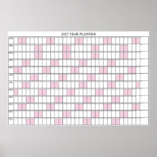 2027 Jaar Overzicht Eenvoudige Wand Planner Kalend