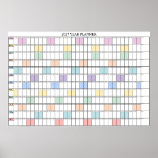 2027 Jaar Overzicht Eenvoudige Wand Planner Kalend