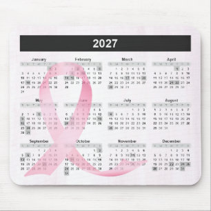 2027 Jaarkalender Roze Lint Muismat