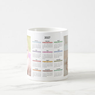 2027 kalender 2 foto's eenvoudig modern jaarlijks  koffiemok