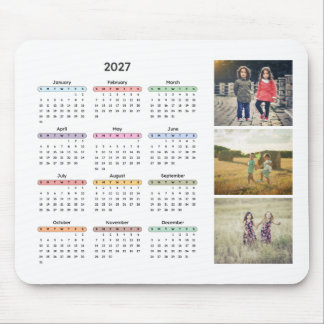 2027 kalender 3 foto's eenvoudig modern jaarlijks  muismat