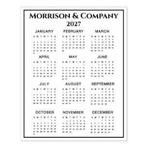 2027 Kalender #3 Vier rijen, Drie kolommen, Naam Rubberstempel