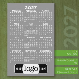 2027 Kalender - Basic Grijs Minimaal Logo Briefpapier