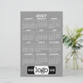 2027 Kalender - Basic Grijs Minimaal Logo Briefpapier (Staand voorkant)