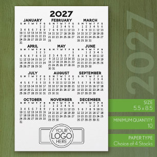 2027 Kalender - Basic Zwart Minimaal Logo Briefpapier