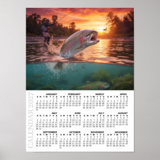 2027 Kalender, Fly Fishing, Forel / Vis Poster