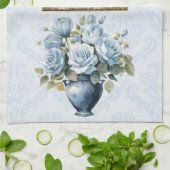 2027 Kalender Handdoek Blauwe Roos Keuken Handdoek (Gevouwen)