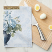 2027 Kalender Handdoek Blauwe Roos Keuken Handdoek (Quarter Fold)