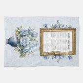 2027 Kalender Handdoek Blauwe Roos Keuken Handdoek (Horizontaal)