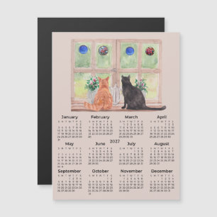 2027 Kalender Katten in de Raam Kalender Magneet