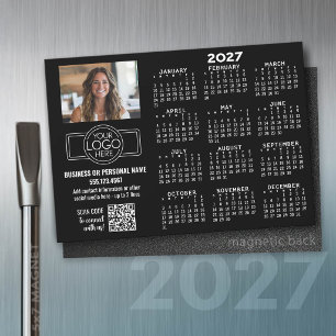 2027 Kalender MAGNEET - logo, QR-code, Foto ZWART