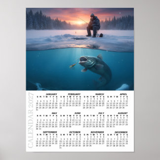 2027 Kalender, Meerval, Ijsvissen / Vis Poster