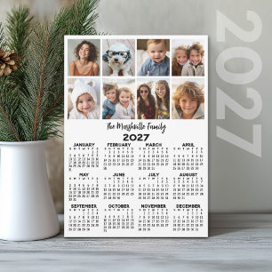 2027 Kalender met 8 foto's - Mod Minimaal Feestdagenkaart