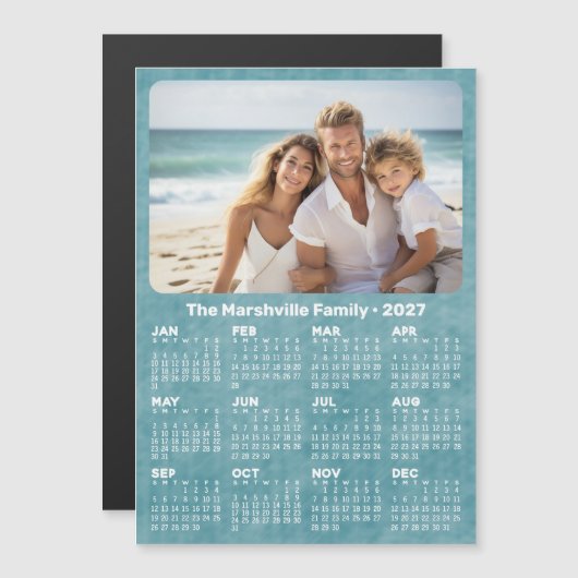 2027 Kalender met foto aangepaste tekst magnetisch (Voorkant / Achterkant)
