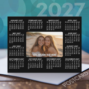 2027 Kalender met foto in het midden - Zwart Wit Briefkaart
