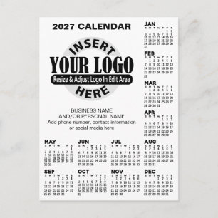 2027 Kalender met logo Contactinformatie Briefkaart