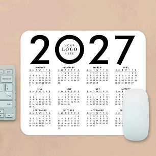 2027 Kalender Minimalistisch Zakelijk Logo Zwart W Muismat