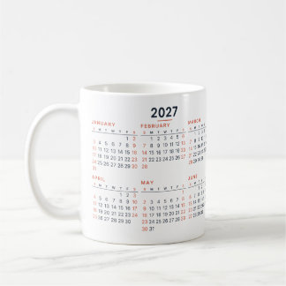 2027 Kalender Minimalistische Navy Koraal Mok
