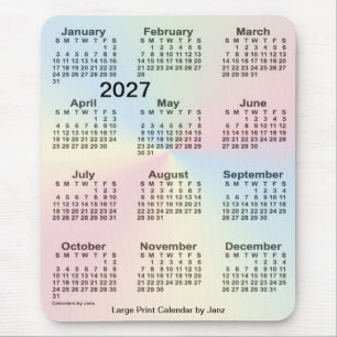 2027 Kalender van de Druk van de Wolk van de Muismat