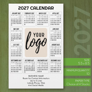 2027 Kalender Verticaal Logo Zakelijk Contact Wit Briefpapier