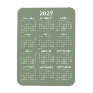 2027 Kalender voor het hele jaar Basic Mini Sage G Magneet