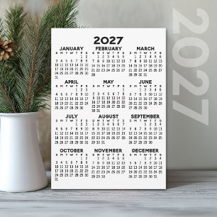 2027 Kalender voor het hele jaar - Basis Min Kaart