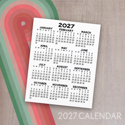 2027 Kalender voor het hele jaar - Basis Minimaal Flyer