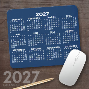 2027 Kalender voor het hele jaar - horizontaal Muismat