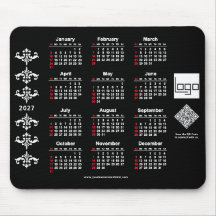 2027 Kalender Zakelijk Logo QR Code Zwart Barok