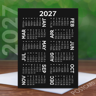 2027 Kalender - zwart-wit offset namen Briefkaart