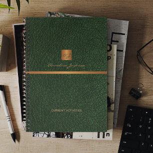 2027 Klasse elegant groen leer goud monogram Planner