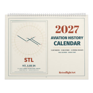 2027 Luchtvaart Geschiedenis Muurkalender | Retro Kalender