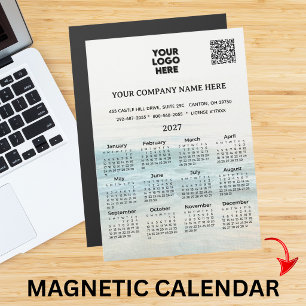 2027 Magneetkalender Zakelijke naam Logo QR-code