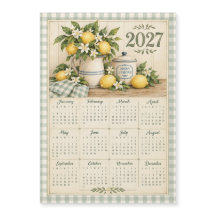 2027 Magnetische Kalender - Vintage Gingham en Cit