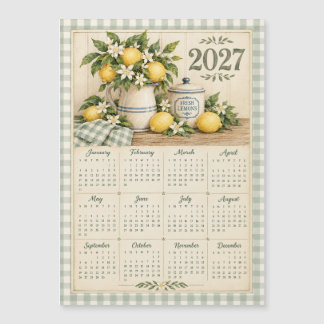 2027 Magnetische Kalender - Vintage Gingham en Cit
