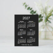 2027 Neon White 6 maanden Mini Calendar van Janz Briefkaart (Staand voorkant)