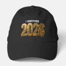 2027 Nieuwjaar Ik overleefde Gouden 2026 Hoed