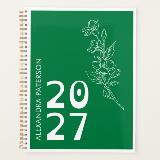 2027 nom moderne esthétique florale verte minimali (Devant)