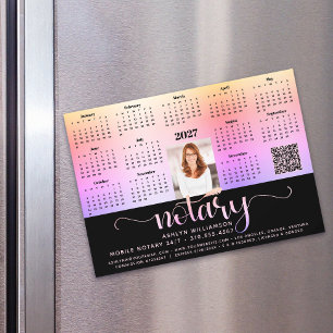 2027 Notaris Kalender Roze Zwart QR Code Magneet