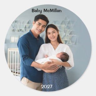 2027 Persoonlijke foto zwangerschap verwachting Ronde Sticker