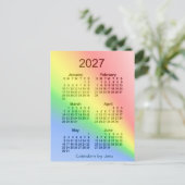 2027 Rainbow 6-minikalender van 6 maanden door Jan Briefkaart (Staand voorkant)