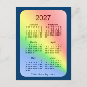 2027 Rainbow Blue 6-maandelijkse agenda van Janz Briefkaart