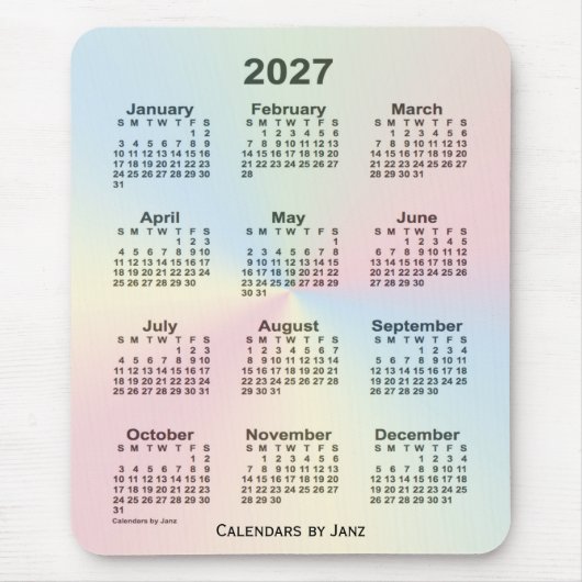 2027 Rainbow Cloud Calendar van Janz Muismat (Voorkant)