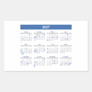 2027 Rechthoekige Maandkalender Sticker