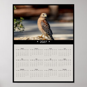 2027 Rode Schouderhavik Wandkalender - Bosland Poster