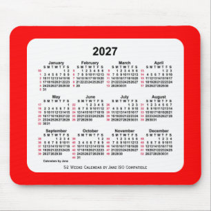 2027 Rood 52 weken ISO Agenda van Janz Two Tone Muismat