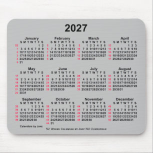 2027 Silver 52 weken ISO-kalender door Janz Muismat