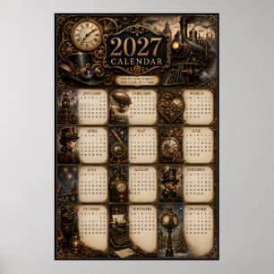 2027 Steampunk Muurkalender Poster